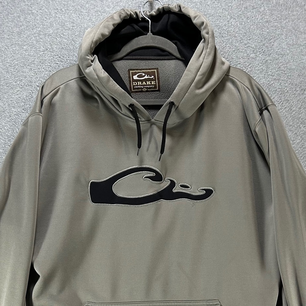 Drake Waterfowl Hoodie Pullover Mens XL Gray Performance Fleece Hunting Outdoor